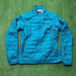 Patagonia Womens Nano Puff Jacket Primaloft Teal Full Zip Jacket Size S